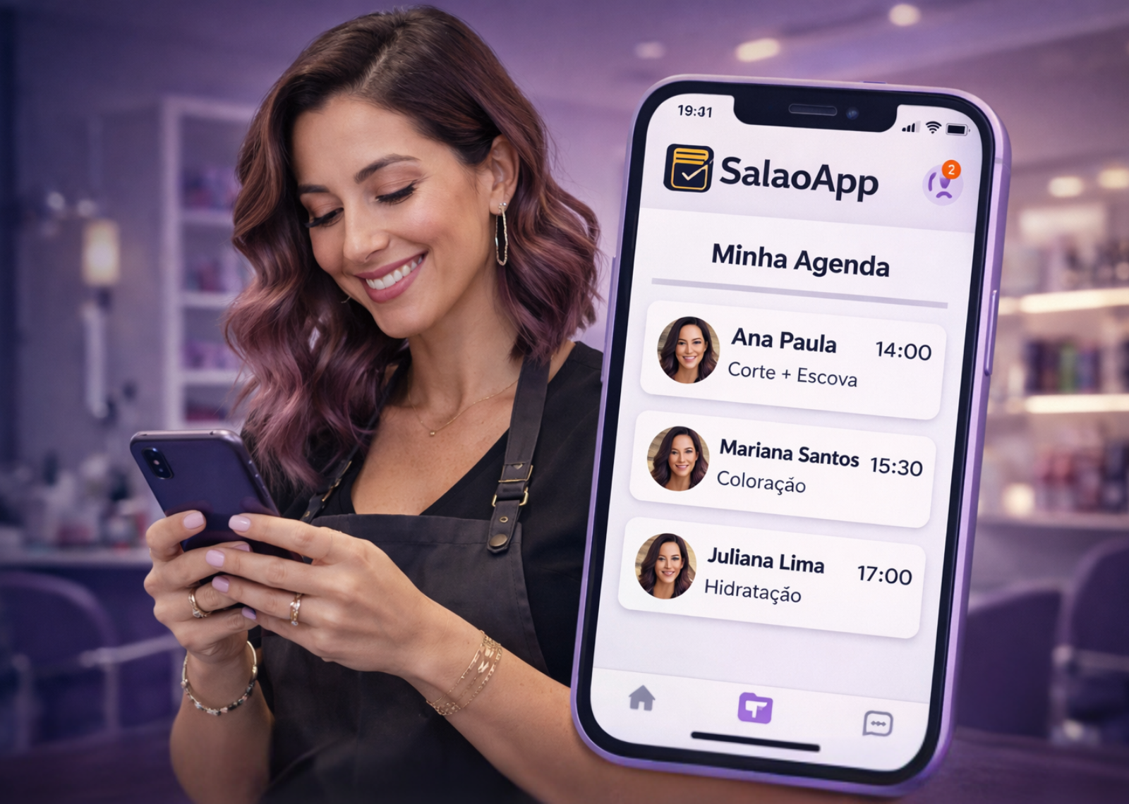 Cliente em ambiente de salão.